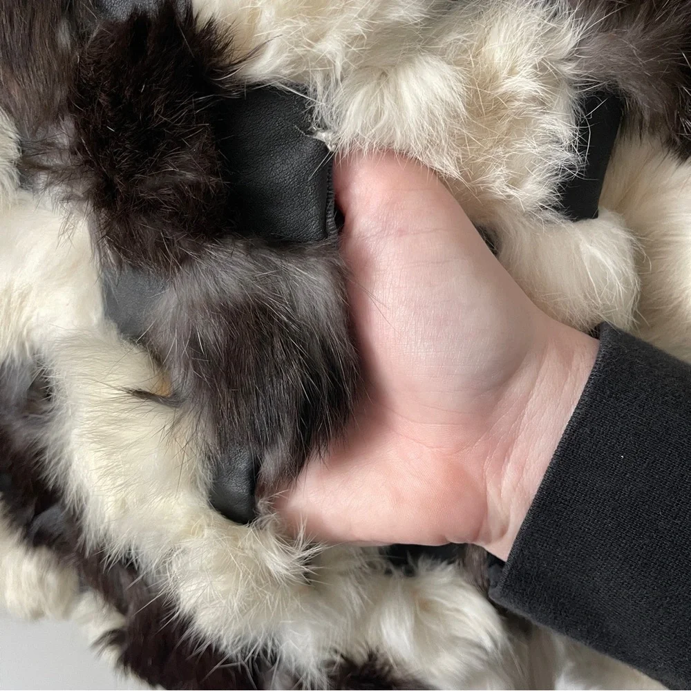 Vintage rabbit fur patchwork coat - size large, made in Korea - Picture 11 of 14